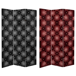 6 ft. Tall Double Sided Tufted Leather Print Canvas Room Divider