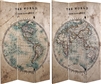 6 ft. Tall Double Sided Vintage Globe Canvas Room Divider