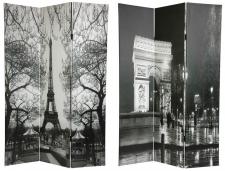 6 ft. Tall Double Sided Paris Room Divider - Eiffel Tower/Arc de Triomphe