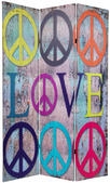 6 ft. Tall Double Sided Multi-Color Peace & Love Room Divider