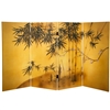 3 ft. Tall Double Sided Bamboo Tree Canvas Folding Screen in 4 Panels