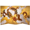 3 ft. Tall Double Sided Dragon in the Sky Canvas 4 Panel Folding Screen
