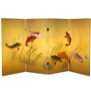 3 ft. Tall Double Sided Seven Lucky Fish Canvas Room Divider
