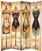 6 ft. Tall Double Sided Mannequin and Singer Canvas Room Divider 4 Panel