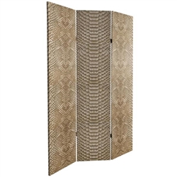 6 ft. Tall Double Sided Tan Snake Print Canvas Room Divider