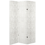 6 ft. Tall Double Sided White Snake Print Canvas Room Divider