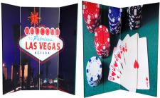 6 ft. Tall Double Sided Las Vegas Poker Canvas Room Divider 4 Panel