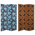 6 ft. Tall Double Sided Arabesque Wallpaper Canvas Room Divider