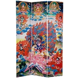 6ft Tall Palden Lhamo Double Sided Canvas Folding Screen Partition