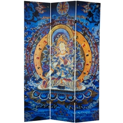 6ft Tall Radiant Tara Tibetan Double Sided Canvas Folding Screen