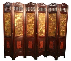 Decorative Vintage 6 Panel Asian Screen