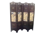 6Ft Vintage Wooden Asian Three Panel Room Divider Screen