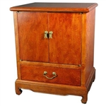 Asian/Oriental Burl Wood End Table Double Door Cabinet