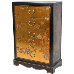 Asian/Oriental Gold Leaf Five Drawer