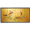 3 ft. Tall Gold Leaf Seven Lucky Fish Folding Screen