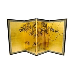 2ft & 3ft Tall Gold Leaf Bamboo Decorative Folding Screen