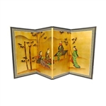 3ft Tall Ladies & Bamboo on Gold Leaf Asian Folding Screen