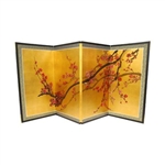 2ft & 3ft Tall Plum Tree on Gold Leaf Silk Screen Asian Folding Screen
