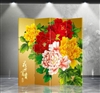 6ft Tall Double Sided Peony Screen in 4 Panels