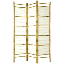 6ft Tall Burn Bamboo with Rice Paper Decorative Screen