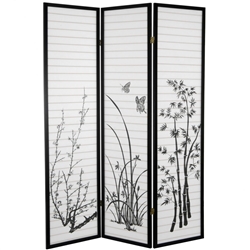 6ft Tall Bamboo Room Divider Folding Screen Partition