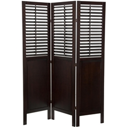 6ft Tall New Amsterdam Walnut Finish Shutter Room Divider Screen