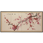3ft Tall Plum Blossom Chinese Painting Asian Folding Screen