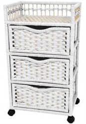 Natural Fiber Chest of Drawers on Wheels - Three Drawer with Display Top