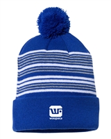 Striped Pom-Pom Knit Beanie