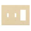 Eaton Wiring Devices PJ226V Combination Wallplate, 4-7/8 in L, 6-3/4 in W, Mid, 3-Gang, Polycarbonate, Ivory, Screw
