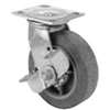 ProSource JC-T08 Swivel/Brake Caster, 8 in Dia Wheel, 2 in W Wheel, Thermoplastic Rubber Wheel, Gray, 750 lb