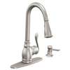 Moen CA87003SRS Kitchen Faucet, 1.5 gpm, 1-Handle, Metal, Stainless Steel, Deck, Lever Handle, High-Arc Spout