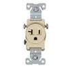 Eaton 1877V-BOX Single Receptacle, 2-Pole, 125 V, 20 A, Side Wiring, NEMA: NEMA 5-20R, Ivory