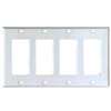 Eaton PJ264W Decorative Wallplate, 4.87 in L, 8.56 in W, 4-Gang, Polycarbonate, White, High-Gloss