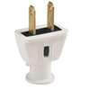 Eaton Wiring Devices BP183W-SP-L Electrical Plug, Straight, 21/64 in, 2-Pole, 15 A, 125 V, NEMA: NEMA 1-15, White