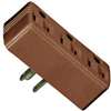 Eaton Wiring Devices 1147B-BOX Outlet Adapter, 2-Pole, 15 A, 125 V, 3-Outlet, NEMA: NEMA 5-15R, Brown