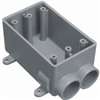 Carlon E982EFN-CTN Switch Box, 1-Gang, 2-Outlet, PVC, Gray, 3/4 in Hub