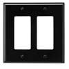 Eaton Wiring Devices PJ262BK Wallplate, 4-7/8 in L, 4.93 in W, 2 -Gang, Polycarbonate, Black, High-Gloss