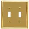 Amerelle 163TTBR Traditional Wallplate, 4-15/16 in L, 4-9/16 in W, 2-Gang, Steel, Polished Brass