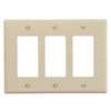 Eaton PJ263V Decorative Wallplate, 4.87 in L, 6-3/4 in W, 3-Gang, Polycarbonate, Ivory, High-Gloss