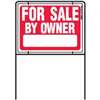 Hy-Ko RSF-605 Real Estate Sign with Frame, For Sale By Owner, White Legend, Red Background, Plastic