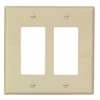 Eaton PJ262V Decorative Wallplate, 4-1/2 in L, 4.56 in W, 2-Gang, Polycarbonate, Ivory, High-Gloss