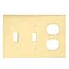 Eaton Wiring Devices 2158V-BOX Combination Wallplate, 4-1/2 in L, 6-3/8 in W, Standard, 3-Gang, Thermoset, Ivory, Flush