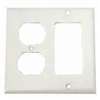 Eaton Wiring Devices 2157W-BOX Combination Wallplate, 4-1/2 in L, 4-9/16 in W, Standard, 2-Gang, Thermoset, White
