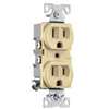 Eaton BR15V-SP Duplex Receptacle, 2-Pole, 15 A, 125 V, Back, Side Wiring, NEMA: 5-15R, Ivory