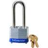 Master Lock 3DLH Padlock, Keyed Different Key, 9/32 in Dia Shackle, 2 in H Shackle, Steel Shackle, Steel Body, Laminated
