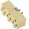 Eaton 1219V-BOX Outlet Adapter with Grounding Lug, 2 -Pole, 15 A, 125 V, 3 -Outlet, NEMA: NEMA 1-15 to 5-15, Ivory