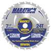 Irwin Marathon 14030 Circular Saw Blade, 7-1/4 in Dia, 5/8 in Arbor, Carbide Cutting Edge, 24-Teeth
