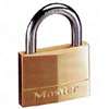 Master Lock 150D Padlock, Keyed Different Key, 9/32 in Dia Shackle, 1 in H Shackle, Steel Shackle, Solid Brass Body