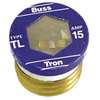 Bussmann BP/TL-15 Plug Fuse, 15 A, 125 V, 10 kA Interrupt, Time Delay Fuse, Plastic Body
